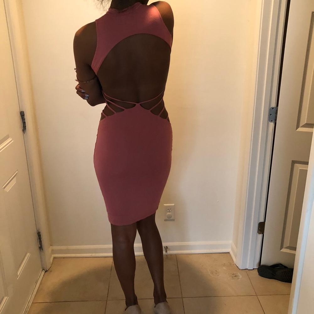 Peach body con dress